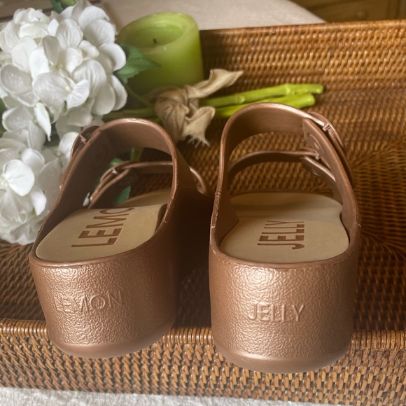 Lemon Jelly Gaia Platform sandal bronze metal NWOB size 39/8 US - Picture 5 of 12